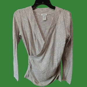 Sundance faux wrap long sleeve slim fit size xs blk/wht